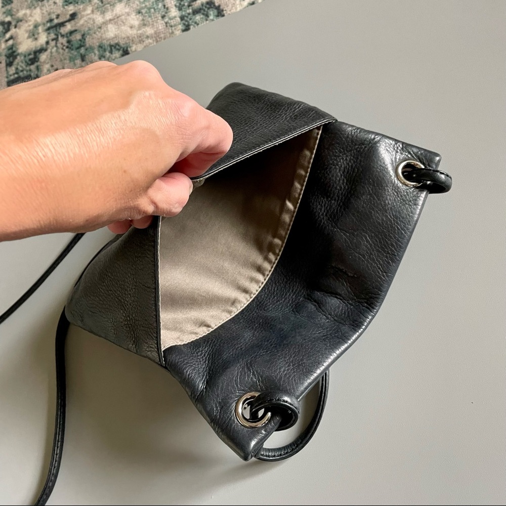 Margot Pebbled Black Leather Crossbody Bag Purse - Picture 11 of 12